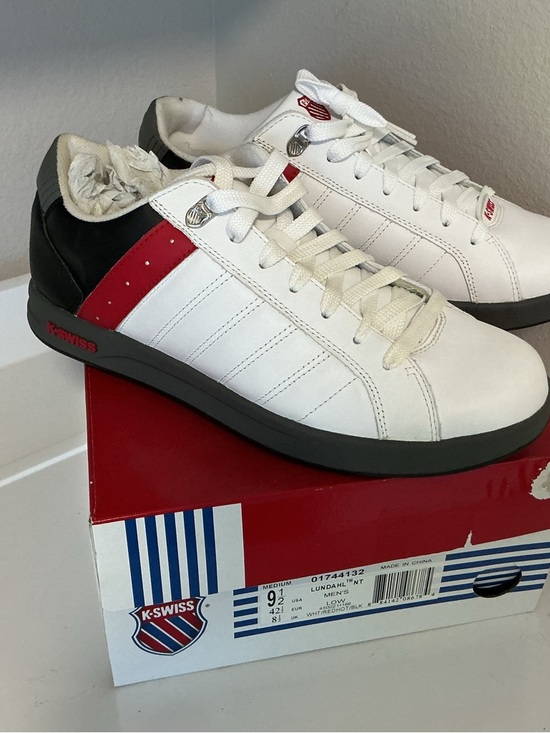 K-Swiss Other - K-Swiss Men's White Sneakers with Red & Blue Accents Sz 9.5